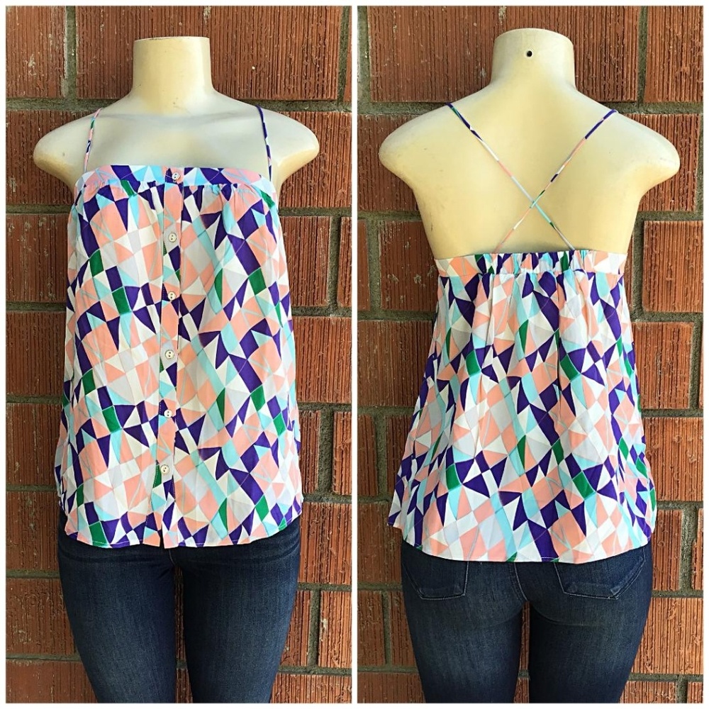 LAST 1❗️GREYLIN Anthropologie Boho Geometric Silk Top